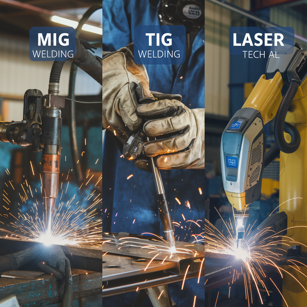 MIG, TIG, and laser welding differences.